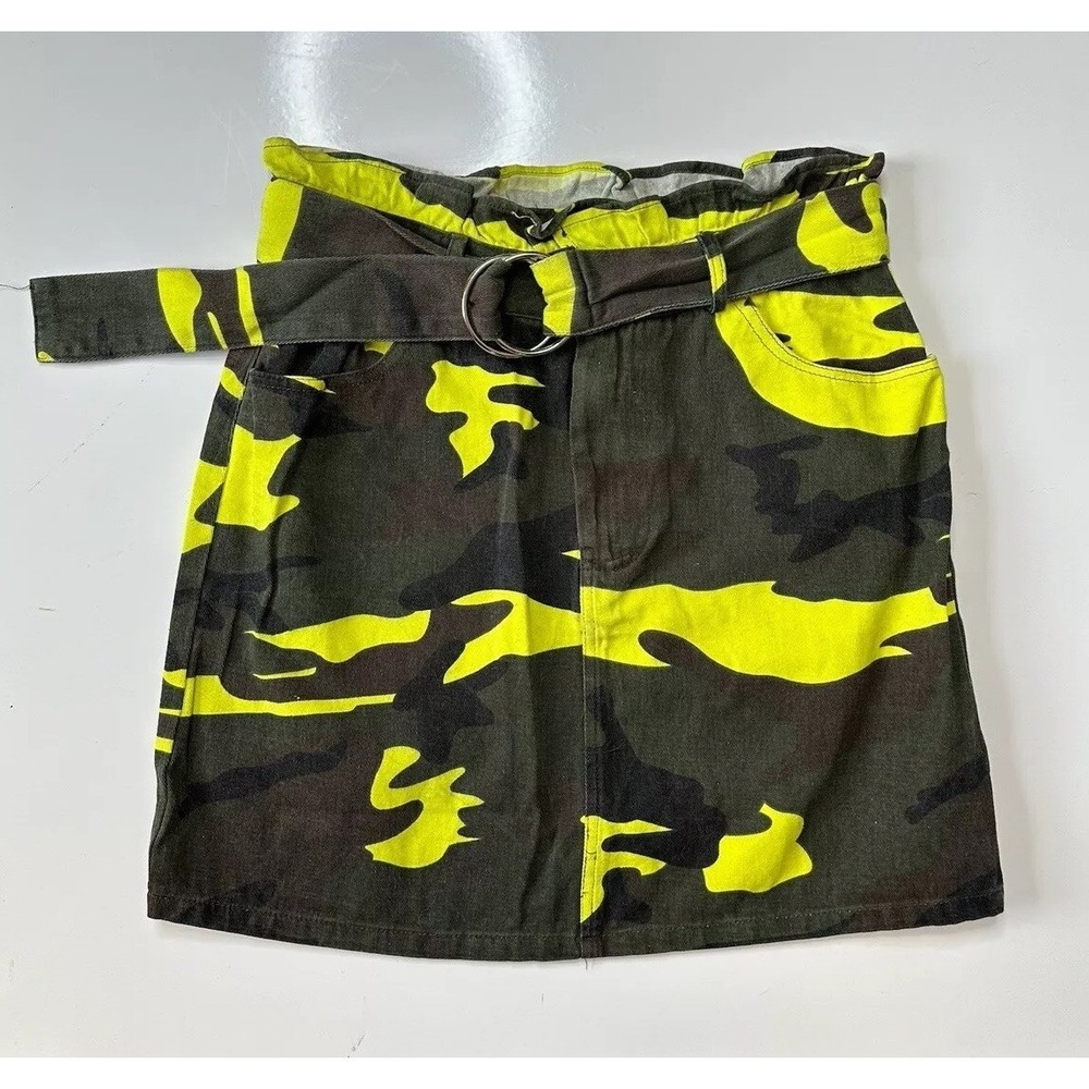 Toska Mini Skirt Green Neon Camo Y2K Mallgoth / Women's Medium
